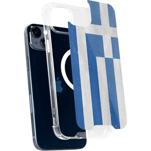 Greece Flag Distressed iPhone 14 Plus MagSafe Case